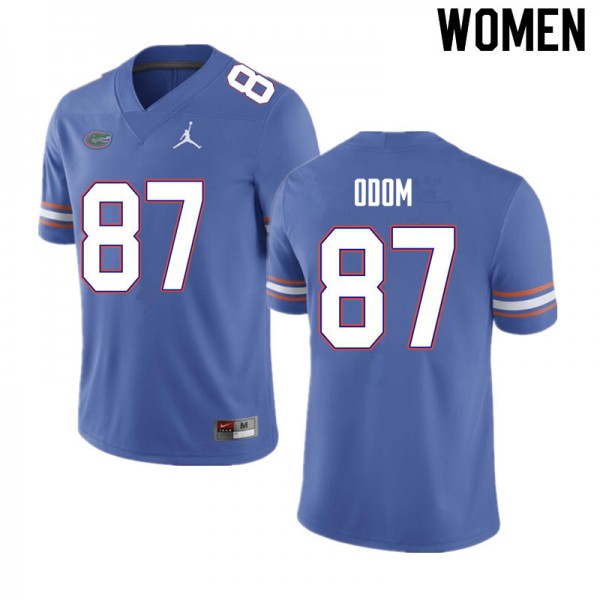 Women #87 Jonathan Odom Florida Gators College Football Jersey Blue